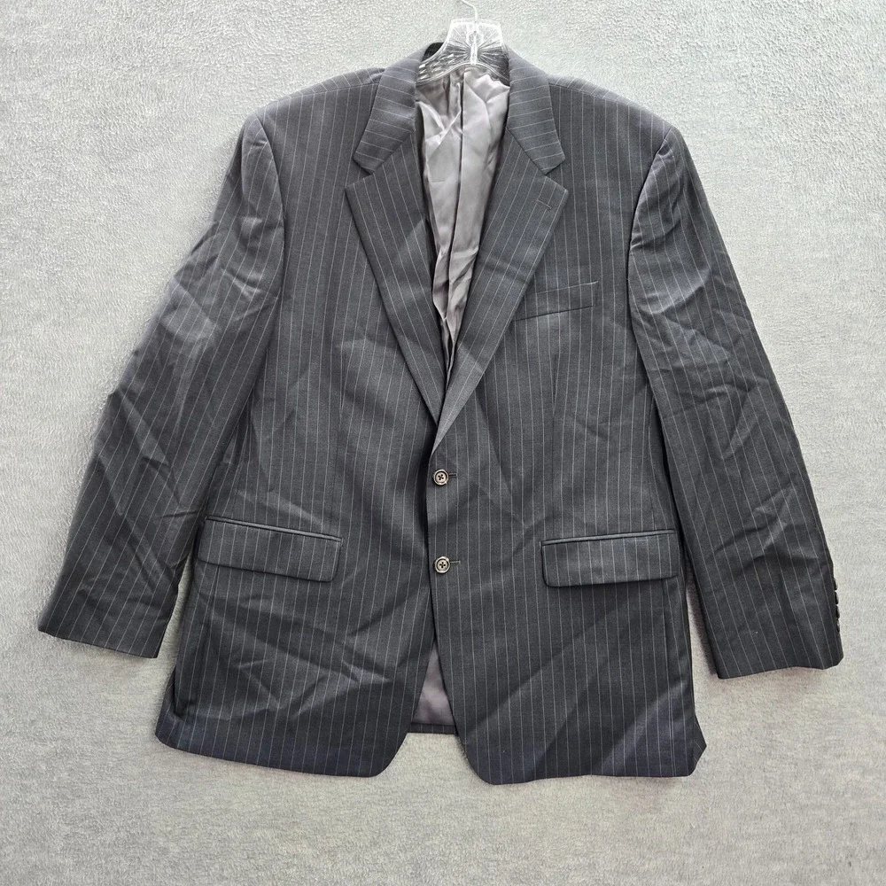 Ralph Ralph Lauren Men Jacket 44 Gray Striped Blazer 2 Button Wool